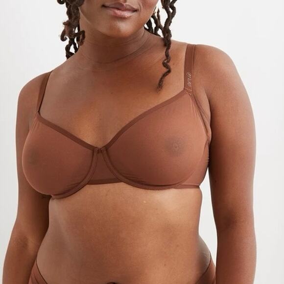 NWT Aerie SMOOTHEZ Mesh Unlined Bra Universe Brown Size 32C - Picture 3 of 7
